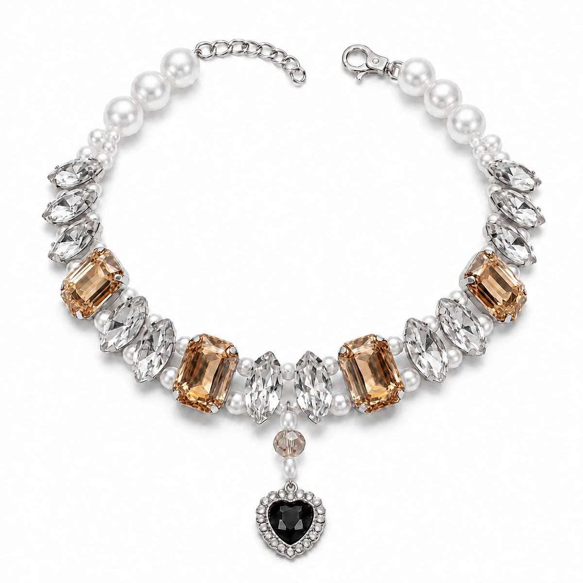 Vanderclix Tangerine Faceted Drop Necklace — crystal pendant pet necklace, white background