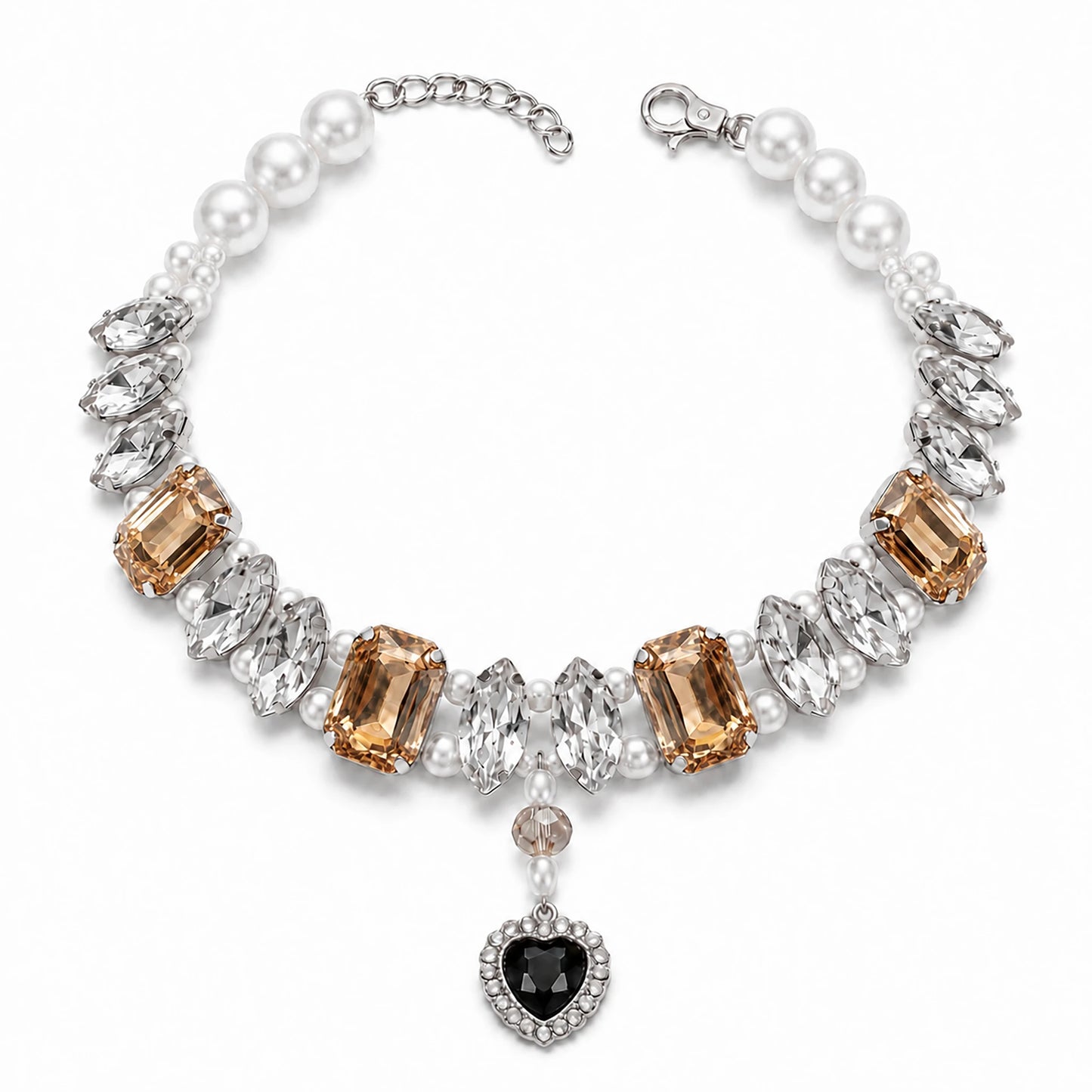 Vanderclix Tangerine Faceted Drop Necklace — crystal pendant pet necklace, white background