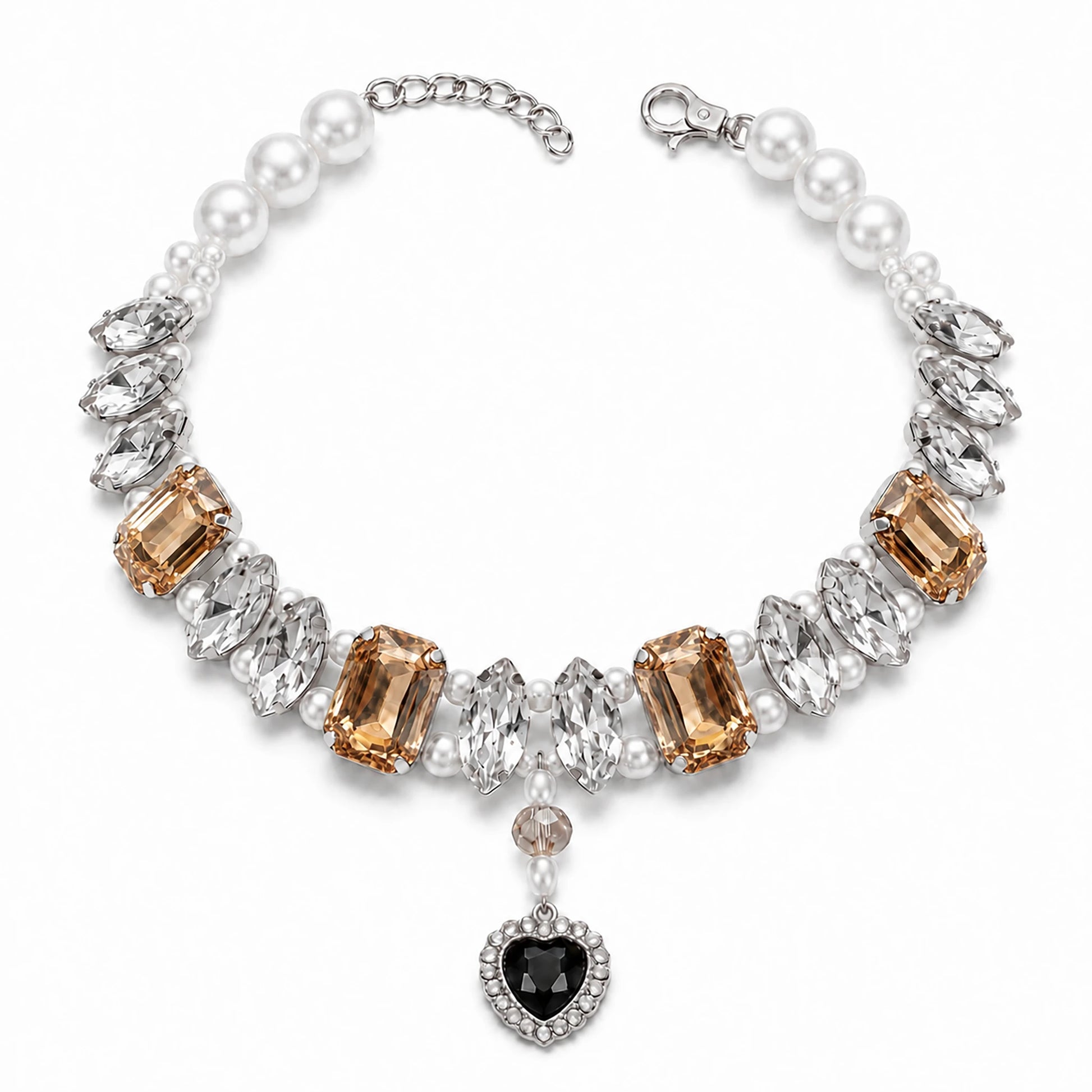 Vanderclix Tangerine Faceted Drop Necklace — crystal pendant pet necklace, white background