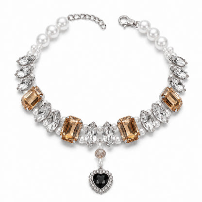 Vanderclix Tangerine Faceted Drop Necklace — crystal pendant pet necklace, white background