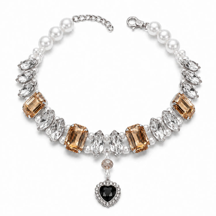 Vanderclix Tangerine Faceted Drop Necklace — crystal pendant pet necklace, white background