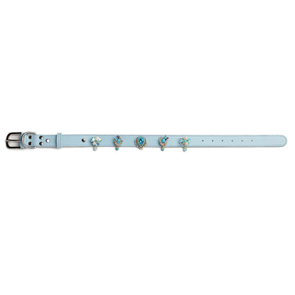  Vanderclix designer pet collar in Tidal blue – snap-on charm jewelry for dogs and cats