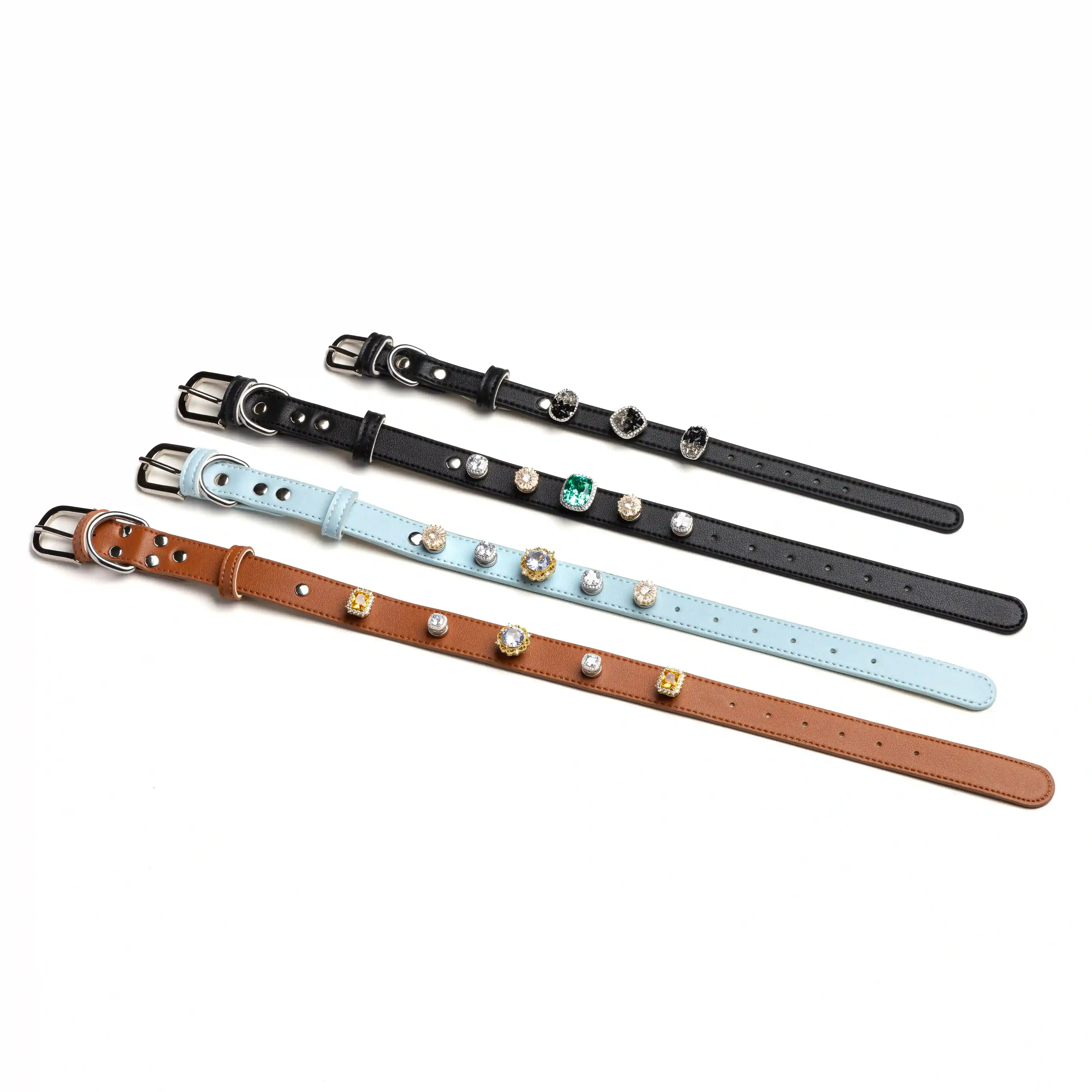 Vanderclix Series 01 collar collection — four styles with snap-on charms flat lay